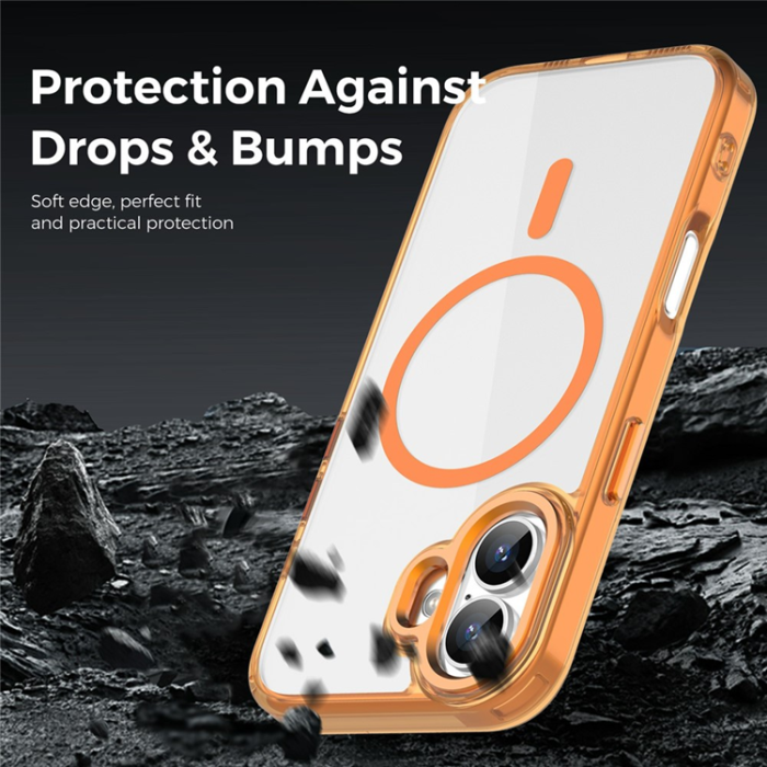 A-One Brand - iPhone 17 Mobilskal MagSafe Transparent TPU+PC - Orange