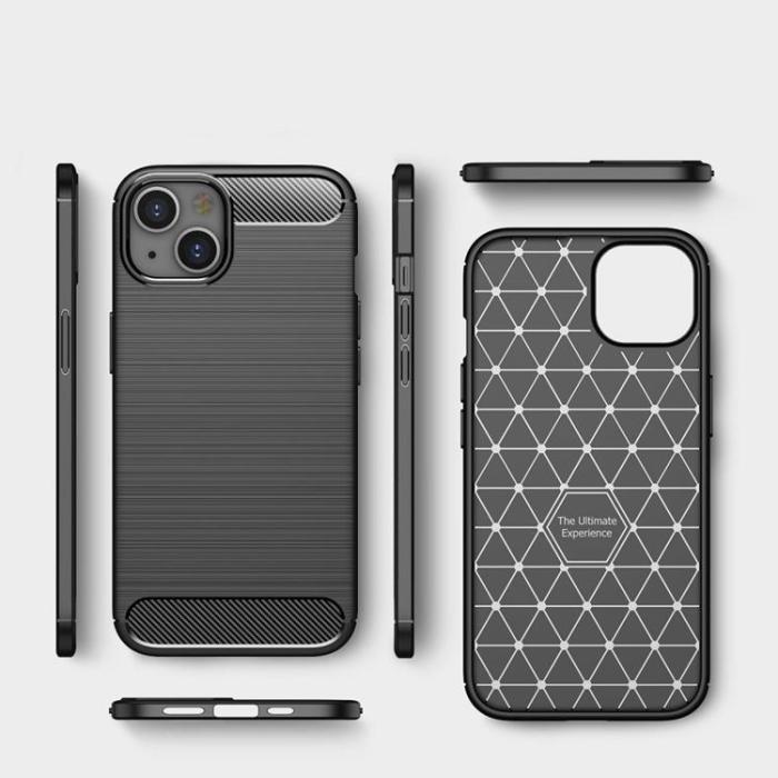OEM - iPhone 14 Skal Carbon Fiber Texture - Svart