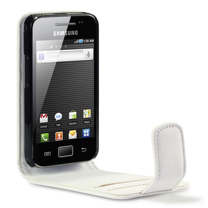 OEM - Flip Mobilväska med plats för 2st kort till Samsung Galaxy Ace S5830 (Vit)