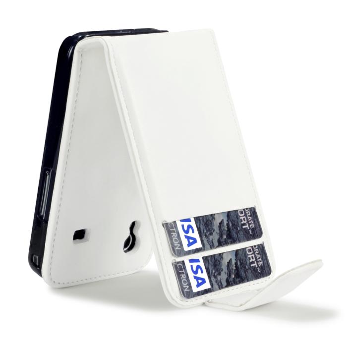 OEM - Flip Mobilväska med plats för 2st kort till Samsung Galaxy Ace S5830 (Vit)