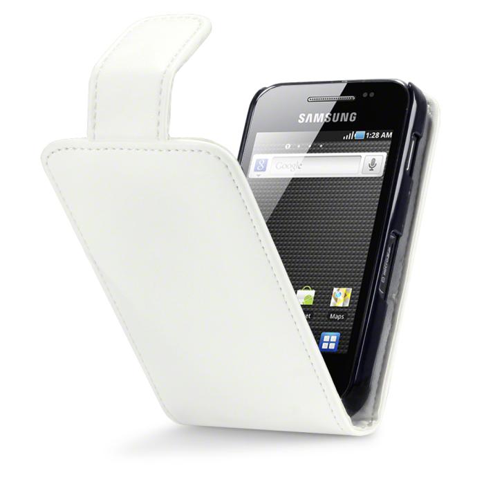 OEM - Flip Mobilväska med plats för 2st kort till Samsung Galaxy Ace S5830 (Vit)