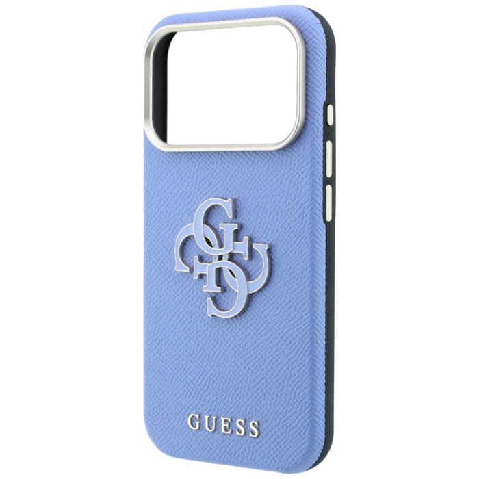 Guess - Guess Mobilskal För iPhone 18 Pro/17 Pro Grained & Big Resin Logo - Blå