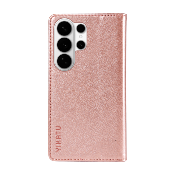 YIKATU - YIKATU Galaxy S26 Ultra Plånboksfodral Litchi Läder - Roséguld