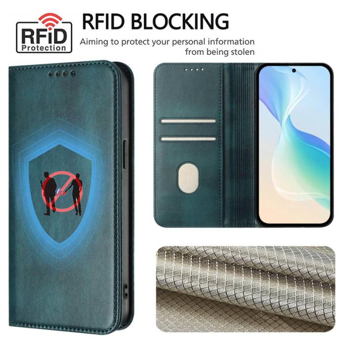 OEM - Samsung Galaxy S26+ Plånboksfodral Konstläder RFID Skydd - Grön