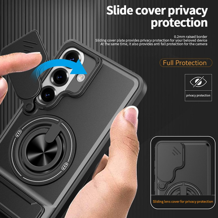 A-One Brand - Galaxy S26/S26 Pro Mobilskal med Camera Lens Slider Ringhållare