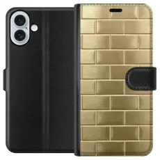 Gustaf - Pl&aring;nboksfodral till Apple iPhone 16 Plus med Gyllene Murstenar