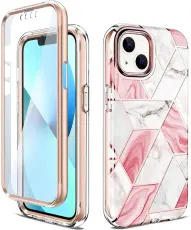 OEM - Marble Grid 360° Skal iPhone 13 - Rosa