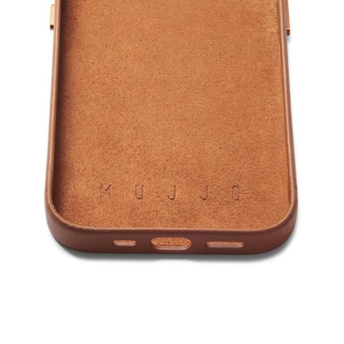 Mujjo - Mujjo iPhone 14 Pro Skal Korthållare Full Läder - Tan
