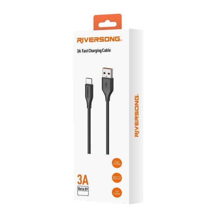 Riversong - Riversong USB-A Till Lightning Kabel 1m 3A Beta 09 - Svart