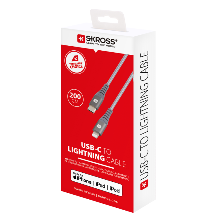 UTGATT1 - SKross USB-C to Lightning Kabel - 200 cm - Grå