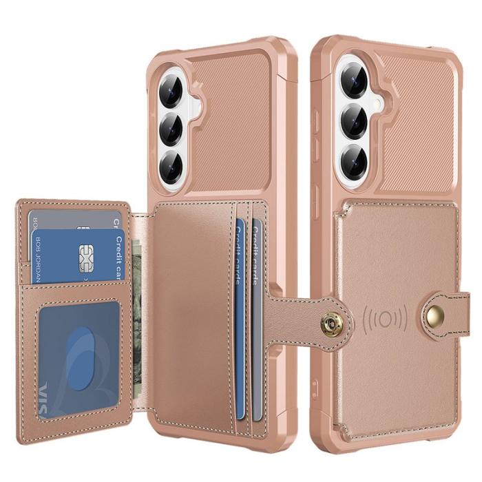 OEM - Mobilfodral för Samsung Galaxy S26 Plus Kortfack Konstläder - Rosa