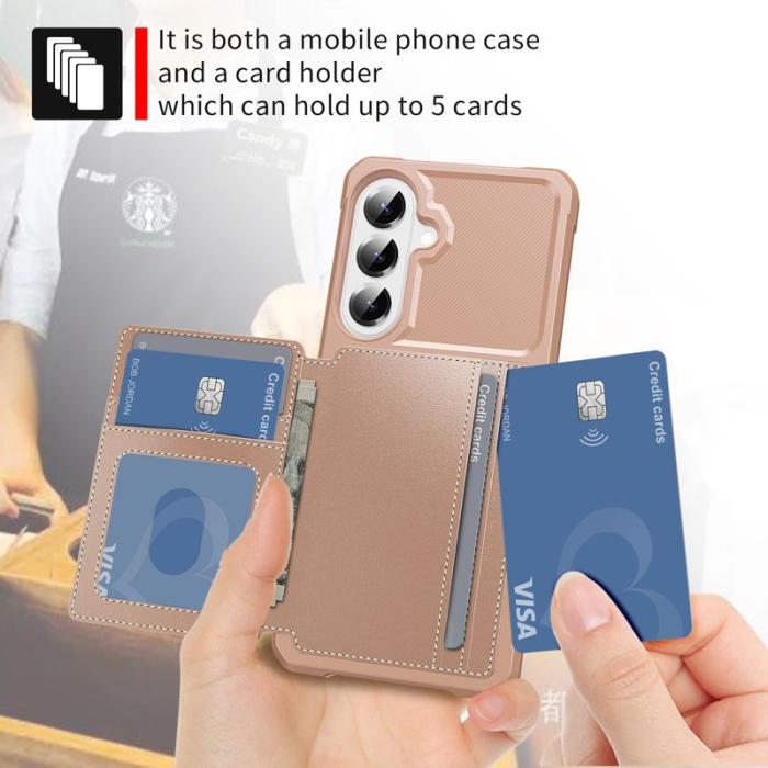 OEM - Mobilfodral för Samsung Galaxy S26 Plus Kortfack Konstläder - Rosa