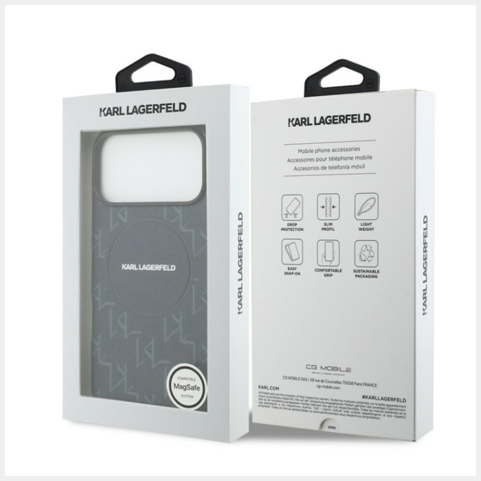 KARL LAGERFELD - Karl Lagerfeld Mobilskal till iPhone 17 Pro Max Magsafe Monogram logo - Blå