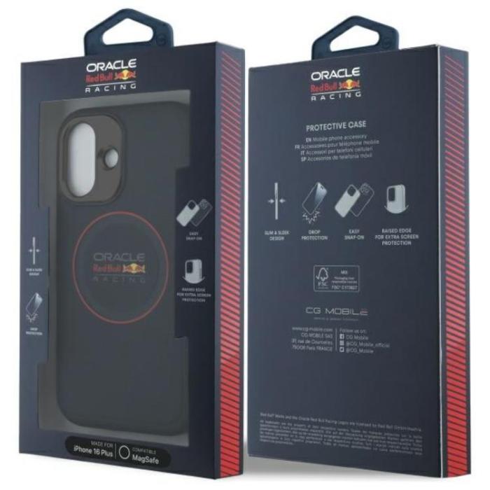 Red Bull - Red Bull iPhone 16 Plus Mobilskal MagSafe Läder Red Ring - Navy