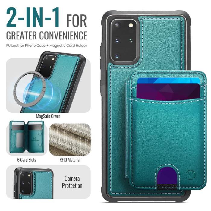 OEM - JEEHOOD Mobilskal till Samsung Galaxy S20 Plus Konstläder - Blå