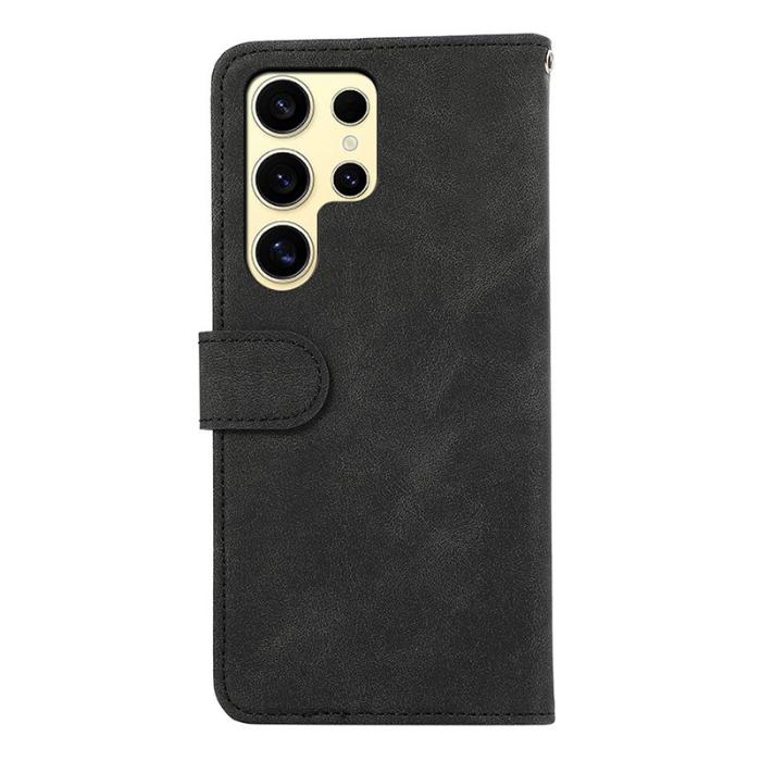 ABEEL - ABEEL Samsung Galaxy S24 Ultra Konstläder Plånboksfodral Färgmatchning Svart