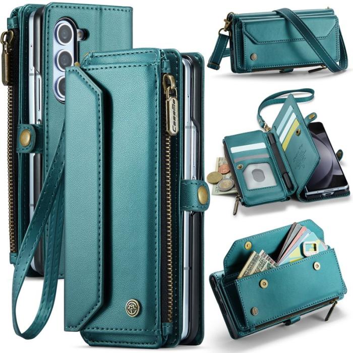 Caseme - CASEME Plånboksfodral Konstläder för Samsung Galaxy Z Fold5 - Grön