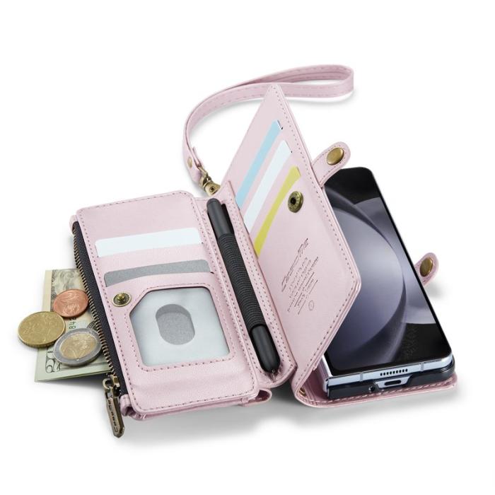 Caseme - CASEME Plånboksfodral Konstläder för Samsung Galaxy Z Fold5 - Rosa