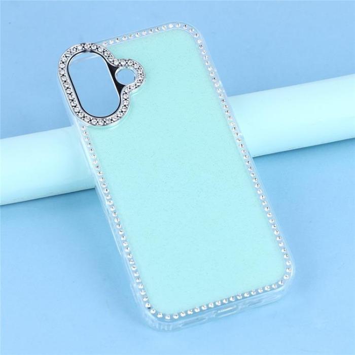 A-One Brand - iPhone 17 Mobilskal Rhinestone Edge - Glitter Ljusgrön