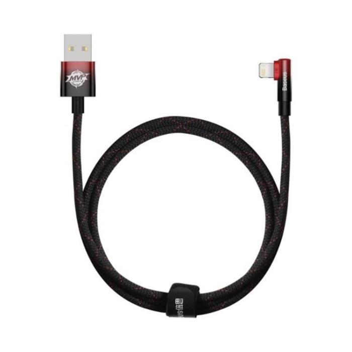 BASEUS - Baseus Elbow USB-A till Lightning kabel 1m - Svart/Röd
