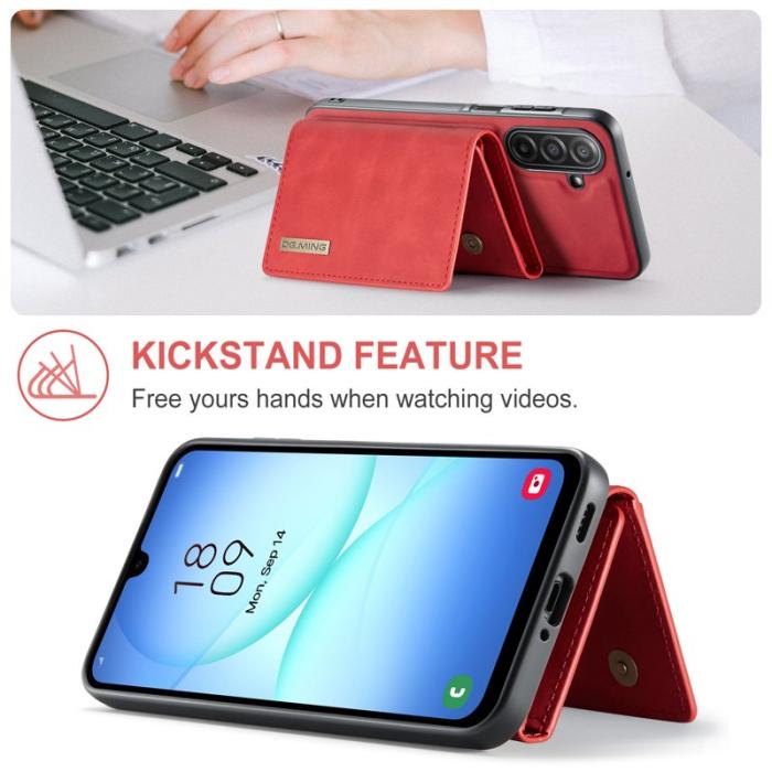 DG.MING - DG.MING Samsung Galaxy A17 5G Konstläder Plånboksfodral Röd