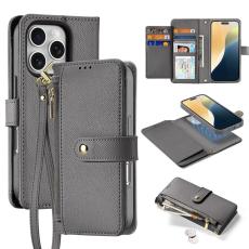 Dux Ducis - DUX DUCIS Lawa Series iPhone 16 Pro Pl&aring;nboksfodral - &Auml;kta l&auml;der - Gr&aring;