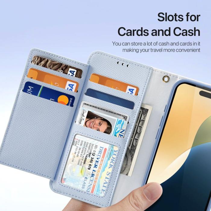 Dux Ducis - DUX DUCIS Lawa Series iPhone 16 Pro Plånboksfodral - Äkta läder - Blå