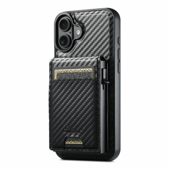 SUTENI - SUTENI iPhone 16 Plus Mobilskal Magsafe Korthållare Carbon Fiber