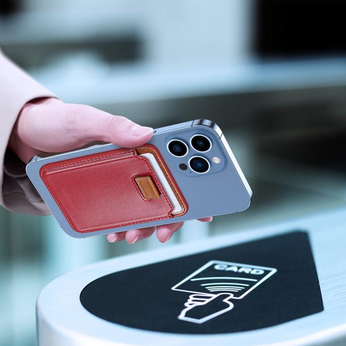 Dux Ducis - Dux Ducis Magnetiskt Läder Korthållare MagSafe RFID - Röd