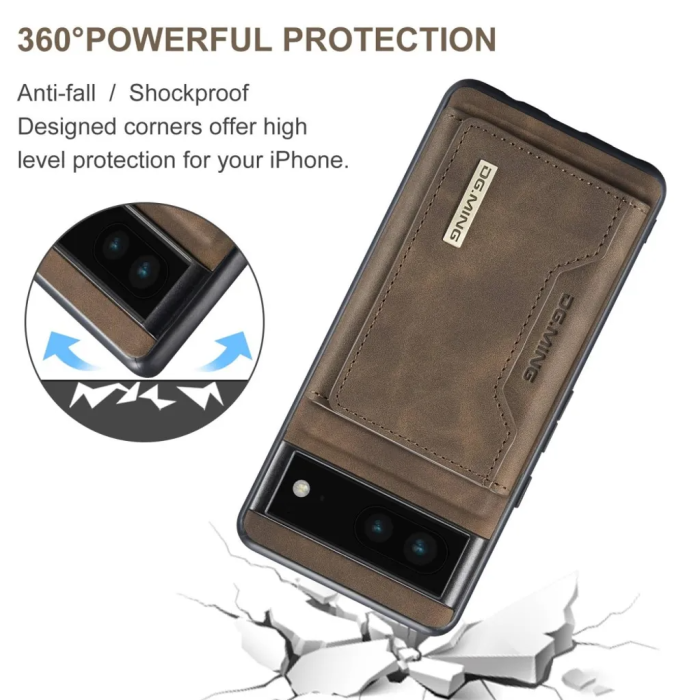 DG.MING - DG.MING Google Pixel 7 Plånboksfodral M2 2IN1 - Mörkbrun