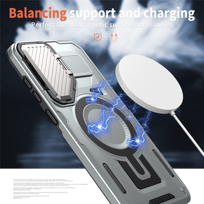 A-One Brand - Galaxy S25/S24 Mobilskal MagSafe Kickstand - Silver