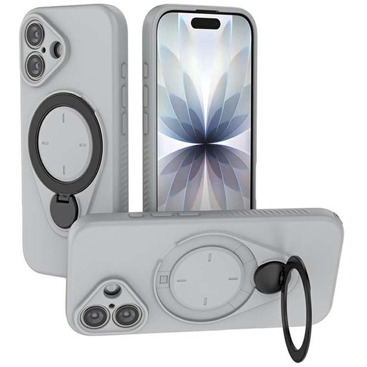 iPhone 17 Mobilskal MagSafe Rotating Kickstand TPU PC - Grå (Grå) | 2353 | AlltMobil