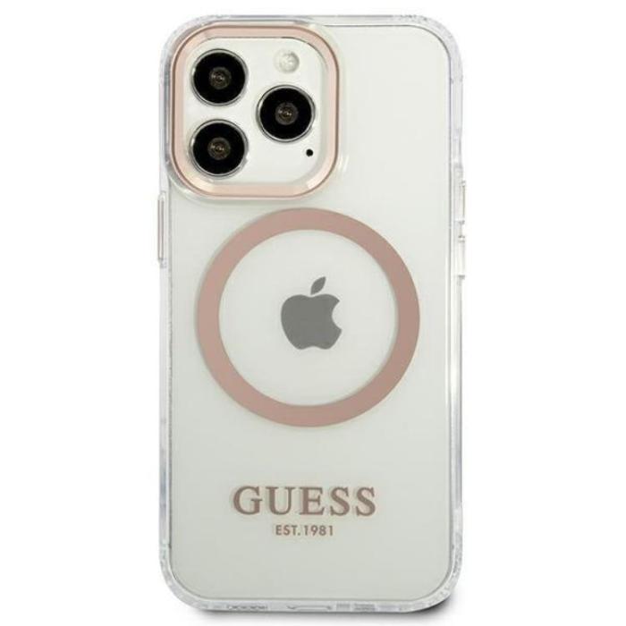 Guess - Guess iPhone 13 Pro Max Skal Magsafe Metal Outline - Guld