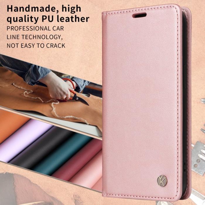 YIKATU - YIKATU Samsung Galaxy S26 Plus Skal PU Läder Magnetisk Stängning - Roséguld