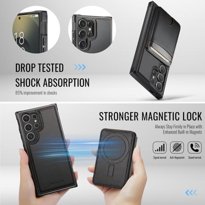 OEM - JEEHOOD Samsung Galaxy S24 Ultra Fodral KonstLäder - Svart