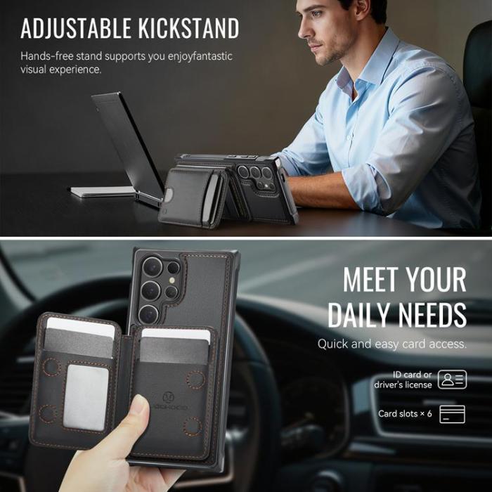 OEM - JEEHOOD Samsung Galaxy S24 Ultra Fodral KonstLäder - Svart