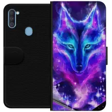 Gustaf - Pl&aring;nboksfodral till Samsung Galaxy A11 med Neon Varg