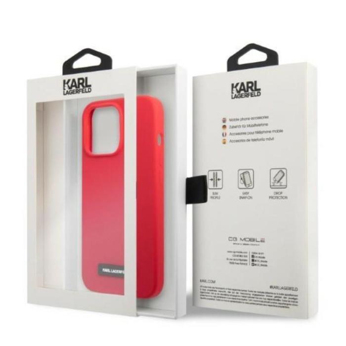 KARL LAGERFELD - Karl Lagerfeld iPhone 13 Pro Skal Silicone Plaque - Röd