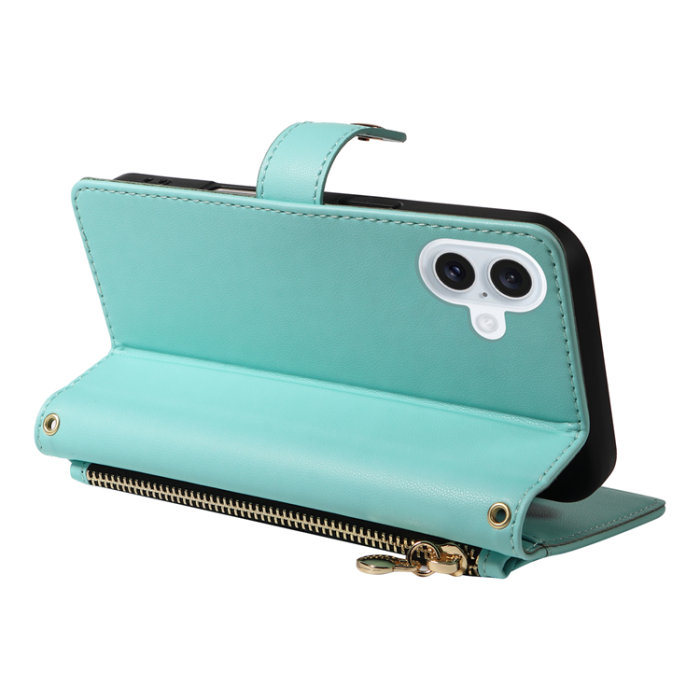 A-One Brand - iPhone 17 Plånboksfodral Rhombus Läder - Ljusgrön