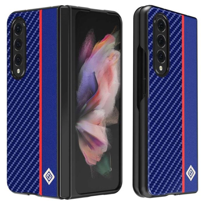 LC.imeeke - LC.IMEEKE Galaxy Z Fold 4 Skal Carbon Fiber - Blå