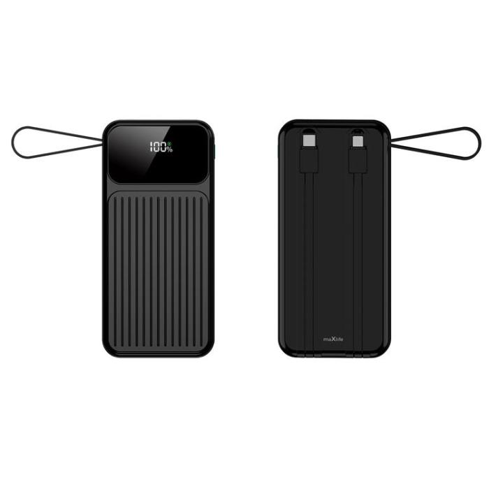 Maxlife - Maxlife Powerbank 10000 mAh 22.5W PD QC Med Kabel - Svart