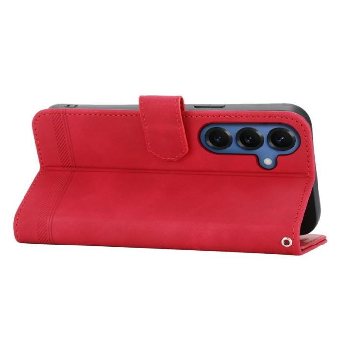 DIERFENG - DIERFENG Samsung Galaxy S26 Fodral Läder Med Handledsrem - Röd