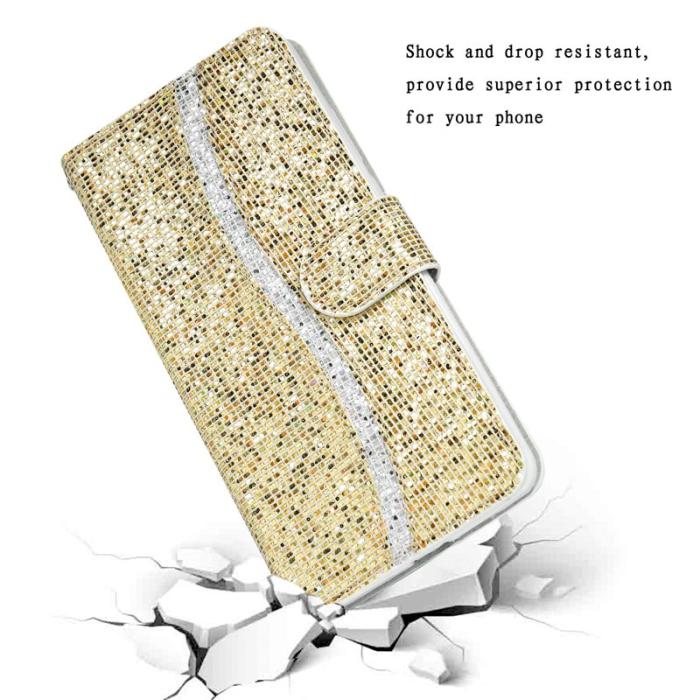 OEM - Samsung Galaxy S26 Fodral PU Läder Kortfickor Glittrande - Guld