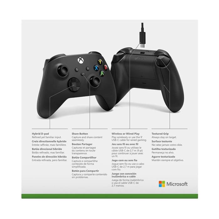 Microsoft - Microsoft Xbox Series X/S Trådlös Handkontroll + USB C-kabel - Kolgrå