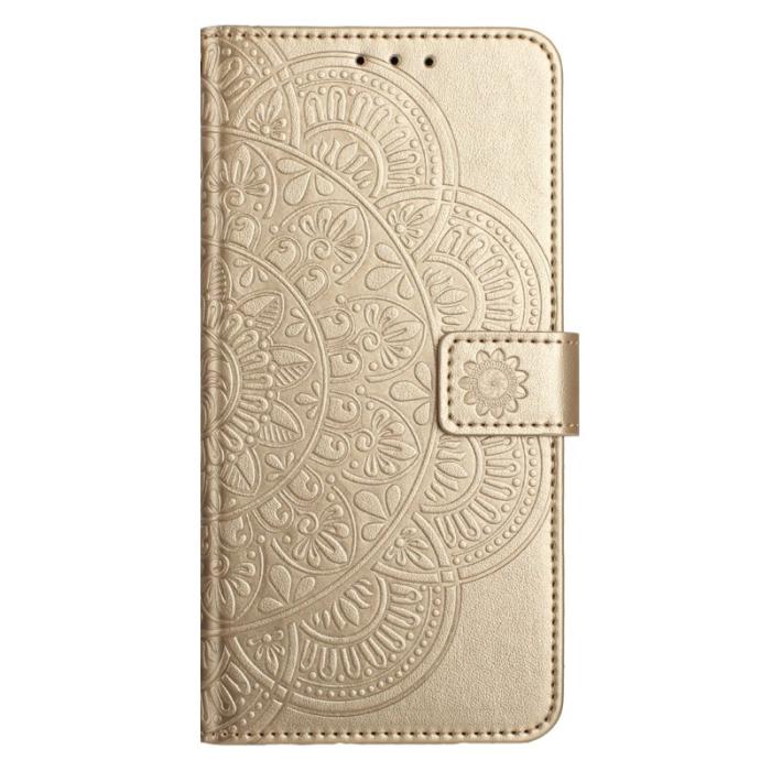 OEM - Samsung Galaxy S26 Ultra Skal Äkta Läder Mandala Mönster - Guld