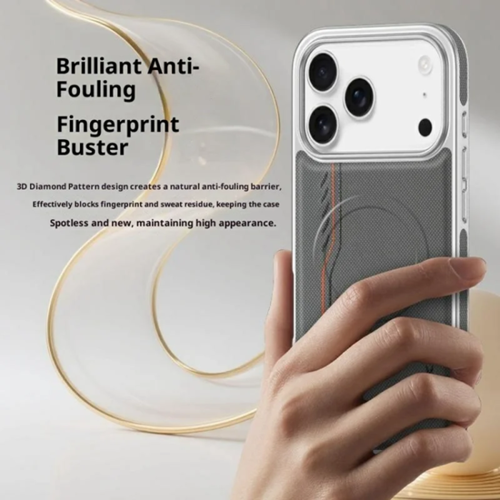 A-One Brand - iPhone 17 Pro Max Mobilskal Magsafe Diamond Texture - Grå