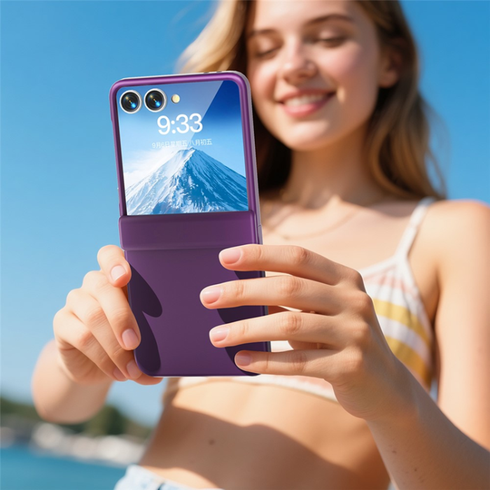 A-One Brand - Galaxy Z Flip7 Mobilskal Hinge Protection Kickstand - Mörklila