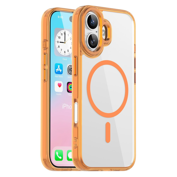 A-One Brand - iPhone 17 Mobilskal MagSafe Transparent TPU+PC - Orange