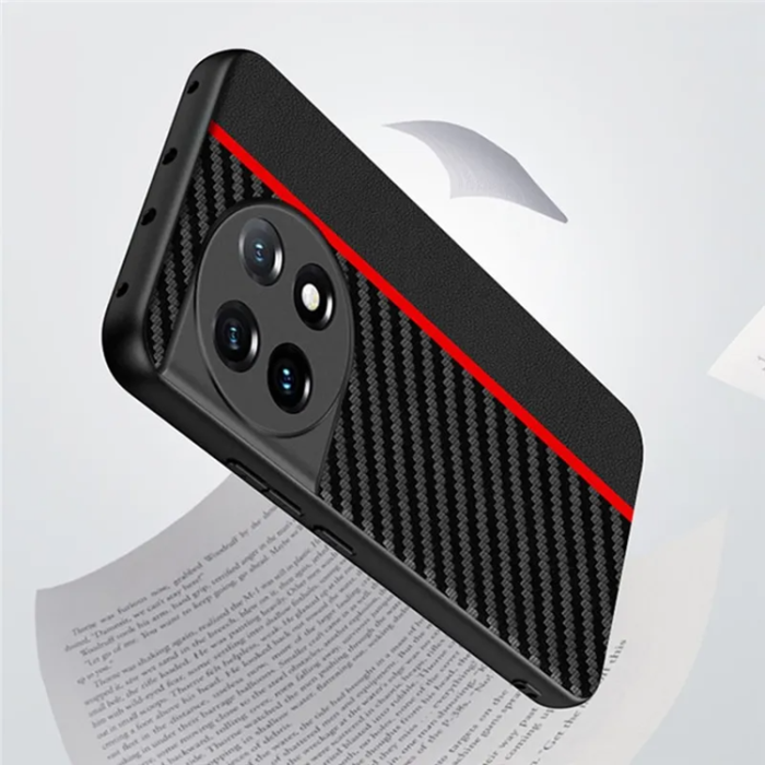 OEM - OnePlus 11 5G Mobilskal Carbon Fiber PU-Läder - Orange