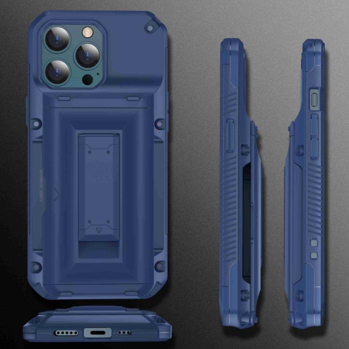 A-One Brand - iPhone 13 Pro Max Skal Korthållare Built-in Kickstand - Svart